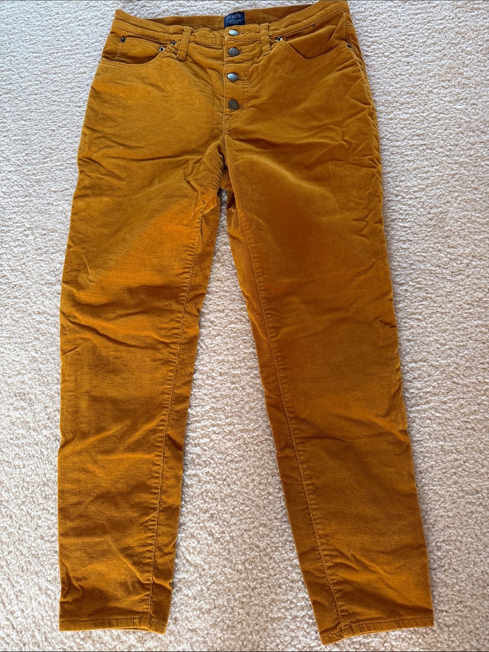 Corduroy J Crew High Rise Skinny Pants in Mustard Yellow